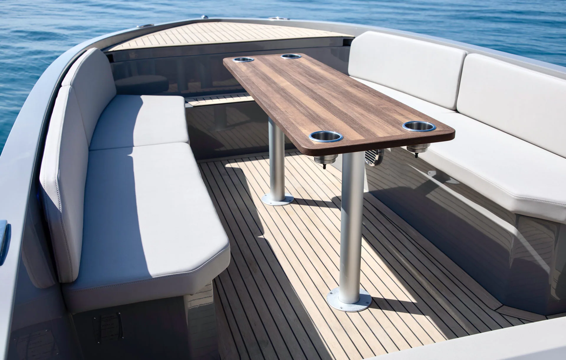 Table and seating aboard Serene 24
